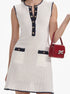 contrast-trim crochet-knit minidress
